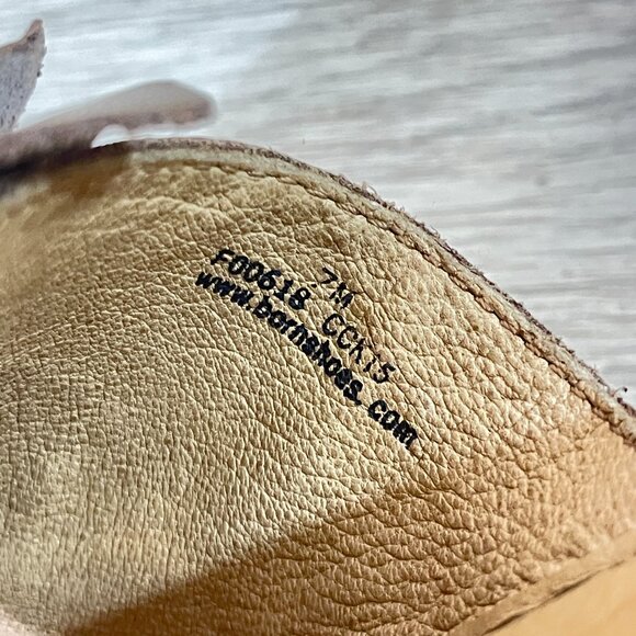 Born 7 Sandals Annette Bronze Brown Copper Leather Flower Platform Wedge Slides - Picture 11 of 12